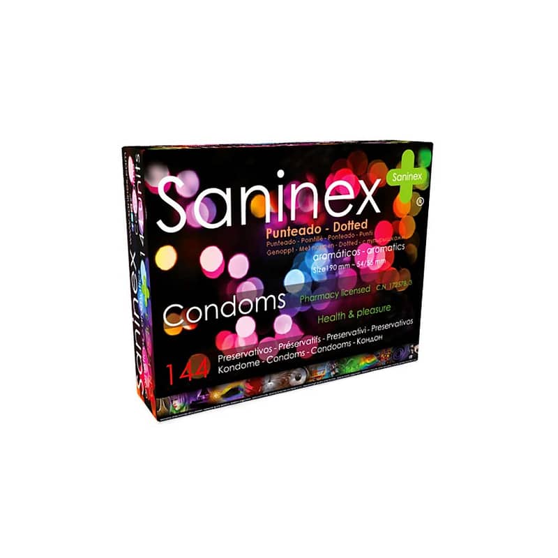 saninex preservativos sensaciones punteados 144 condones